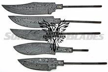 Load image into Gallery viewer, Lot of 5 Damascus Steel Blank Blade Knife For Knife Making Supplies (SU-193)