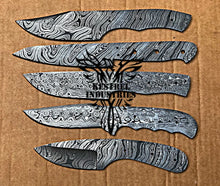 Load image into Gallery viewer, Lot of 5 Damascus Steel Blank Blade Knife For Knife Making Supplies (SU-167)