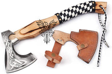 Load image into Gallery viewer, Custom Handmade Carbon Steel Viking Axe with Ash Wood Handle (VA-136)