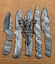 Load image into Gallery viewer, Lot of 5 Damascus Steel Blank Blade Knife For Knife Making Supplies (SU-167)