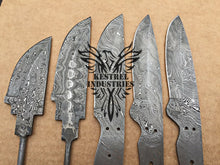 Load image into Gallery viewer, Lot of 5 Custom Handmade Damascus Steel Blank Blade Knife For Knife Making Supplies (SU-141)