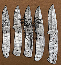 Load image into Gallery viewer, Lot of 5 Custom Handmade Damascus Steel Blank Blade Knife For Knife Making Supplies (SU-124)