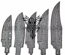 Load image into Gallery viewer, Lot of 5 Damascus Steel Blank Blade Knife For Knife Making Supplies (SU-193)