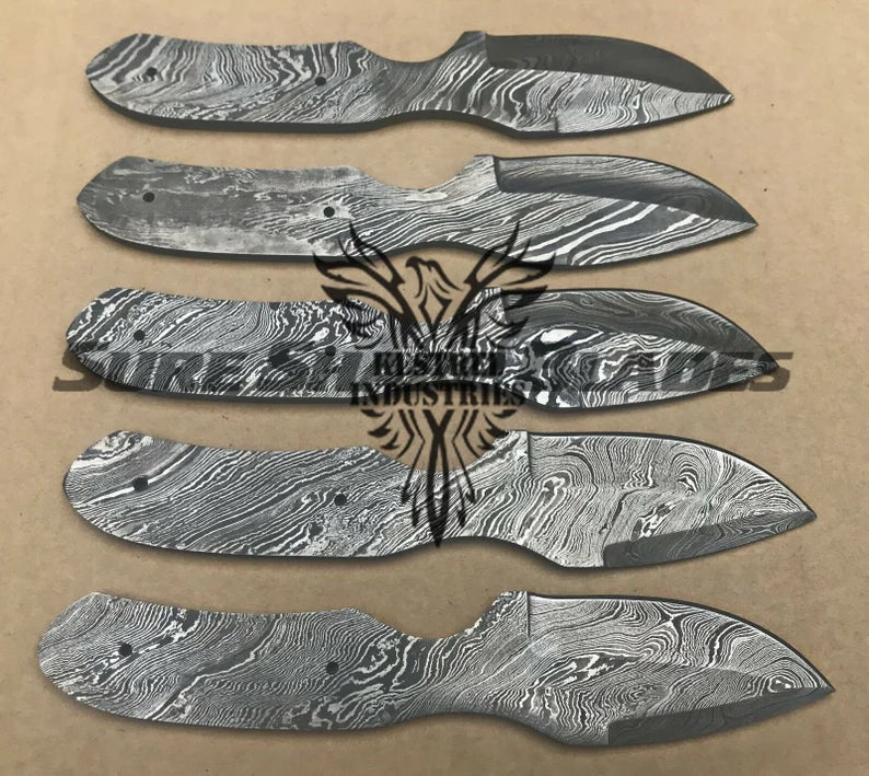 Lot of 5 Damascus Steel Blank Blade Knife For Knife Making