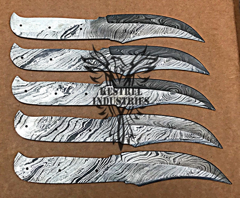 Lot of 5 Damascus Steel Blank Blade Knife For Knife Making