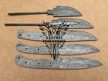 Load image into Gallery viewer, Lot of 5 Custom Handmade Damascus Steel Blank Blade Knife For Knife Making Supplies (SU-141)