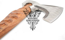 Load image into Gallery viewer, Custom Handmade Carbon Steel Viking Axe with Rose Wood Handle (VA-114)