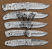Load image into Gallery viewer, Lot of 5 Custom Handmade Damascus Steel Blank Blade Knife For Knife Making Supplies (SU-124)