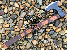 Load image into Gallery viewer, Custom Handmade Carbon Steel Viking Axe with Rose Wood Handle (VA-108)