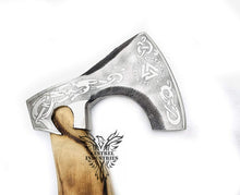 Load image into Gallery viewer, Custom Handmade Carbon Steel Viking Axe with Ash Wood Handle (VA-139)