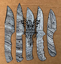 Load image into Gallery viewer, Lot of 5 Damascus Steel Blank Blade Knife For Knife Making Supplies (SU-167)