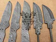 Load image into Gallery viewer, Lot of 5 Custom Handmade Damascus Steel Blank Blade Knife For Knife Making Supplies (SU-141)