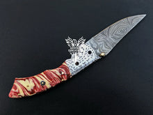 Load image into Gallery viewer, 7" Custom Handmade Damascus Pocket Folding Knife, Liner Lock Folding Pocket Knife with Leather Pouch (KFK-111)