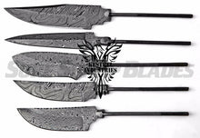 Load image into Gallery viewer, Lot of 5 Damascus Steel Blank Blade Knife For Knife Making Supplies (SU-208)