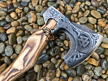 Load image into Gallery viewer, Custom Handmade Carbon Steel Viking Axe with Ash Wood Handle (VA-115)
