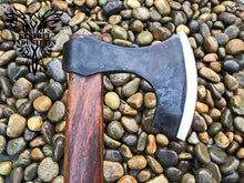 Load image into Gallery viewer, Custom Handmade Carbon Steel Viking Axe with Rose Wood Handle (VA-109)
