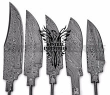 Load image into Gallery viewer, Lot of 5 Damascus Steel Blank Blade Knife For Knife Making Supplies (SU-193)