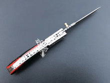 Load image into Gallery viewer, 7" Custom Handmade Damascus Pocket Folding Knife, Liner Lock Folding Pocket Knife with Leather Pouch (KFK-119)