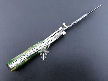 Load image into Gallery viewer, 7" Custom Handmade Damascus Pocket Folding Knife, Liner Lock Folding Pocket Knife with Leather Pouch (KFK-118)