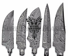 Load image into Gallery viewer, Lot of 5 Damascus Steel Blank Blade Knife For Knife Making Supplies (SU-208)