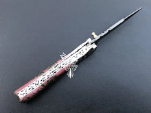 Load image into Gallery viewer, 7" Custom Handmade Damascus Pocket Folding Knife, Liner Lock Folding Pocket Knife with Leather Pouch (KFK-112)