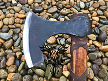 Load image into Gallery viewer, Custom Handmade Carbon Steel Viking Axe with Rose Wood Handle (VA-108)
