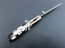 Load image into Gallery viewer, 7.75" Custom Handmade Damascus Pocket Folding Knife, Liner Lock Folding Pocket Knife with Leather Pouch (KFK-114)