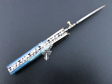 Load image into Gallery viewer, 7" Custom Handmade Damascus Pocket Folding Knife, Liner Lock Folding Pocket Knife with Leather Pouch (KFK-122)