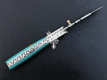 Load image into Gallery viewer, 7" Custom Handmade Damascus Pocket Folding Knife, Liner Lock Folding Pocket Knife with Leather Pouch (KFK-109)