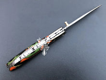 Load image into Gallery viewer, 8" Custom Handmade Damascus Pocket Folding Knife, Liner Lock Folding Pocket Knife with Leather Pouch (KFK-116)