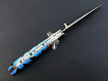 Load image into Gallery viewer, 8" Custom Handmade Damascus Pocket Folding Knife, Liner Lock Folding Pocket Knife with Leather Pouch (KFK-102)