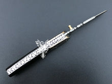 Load image into Gallery viewer, 7" Custom Handmade Damascus Pocket Folding Knife, Liner Lock Folding Pocket Knife with Leather Pouch (KFK-123)