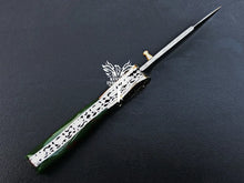 Load image into Gallery viewer, 7" Custom Handmade Damascus Pocket Folding Knife, Liner Lock Folding Pocket Knife with Leather Pouch (KFK-110)