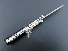 Load image into Gallery viewer, 7" Custom Handmade Damascus Pocket Folding Knife, Liner Lock Folding Pocket Knife with Leather Pouch (KFK-121)