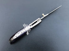 Load image into Gallery viewer, 7.75" Custom Handmade Damascus Pocket Folding Knife, Liner Lock Folding Pocket Knife with Leather Pouch (KFK-117)