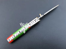 Load image into Gallery viewer, 7" Custom Handmade Damascus Pocket Folding Knife, Liner Lock Folding Pocket Knife with Leather Pouch (KFK-115)