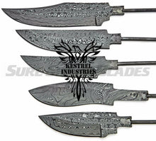 Load image into Gallery viewer, Lot of 5 Damascus Steel Blank Blade Knife For Knife Making Supplies (SU-193)