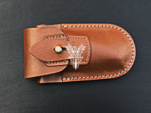 Load image into Gallery viewer, 8" Custom Handmade Damascus Pocket Folding Knife, Liner Lock Folding Pocket Knife with Leather Pouch (KFK-102)