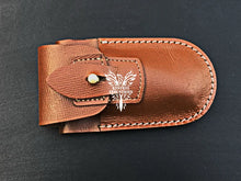 Load image into Gallery viewer, 7" Custom Handmade Damascus Pocket Folding Knife, Liner Lock Folding Pocket Knife with Leather Pouch (KFK-111)