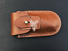 Load image into Gallery viewer, 7.75" Custom Handmade Damascus Pocket Folding Knife, Liner Lock Folding Pocket Knife with Leather Pouch (KFK-114)