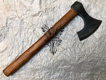 Load image into Gallery viewer, Smith Custom Forged Carbon Steel Viking Axe with Rose Wood Shaft, Camping Axe (VA-106)