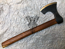 Load image into Gallery viewer, Smith Custom Forged Carbon Steel Viking Axe with Rose Wood Shaft, Camping Axe (VA-106)