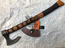 Load image into Gallery viewer, Nordic Custom Handmade Carbon Steel Viking Axe with Rose Wood Shaft (VA-102)