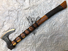 Load image into Gallery viewer, Nordic Custom Handmade Carbon Steel Viking Axe with Rose Wood Shaft (VA-102)