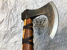 Load image into Gallery viewer, Nordic Custom Handmade Carbon Steel Viking Axe with Rose Wood Shaft (VA-102)