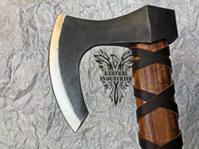 Load image into Gallery viewer, Nordic Custom Handmade Carbon Steel Viking Axe with Rose Wood Shaft (VA-102)