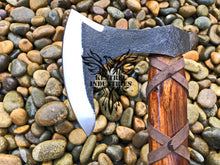 Load image into Gallery viewer, Custom Handmade Carbon Steel Viking Axe with Rose Wood Handle (VA-105)