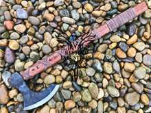 Load image into Gallery viewer, Custom Handmade Carbon Steel Viking Axe with Rose Wood Handle (VA-103)