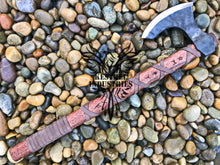 Load image into Gallery viewer, Custom Handmade Carbon Steel Viking Axe with Rose Wood Handle (VA-103)