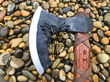 Load image into Gallery viewer, Custom Handmade Carbon Steel Viking Axe with Rose Wood Handle (VA-103)